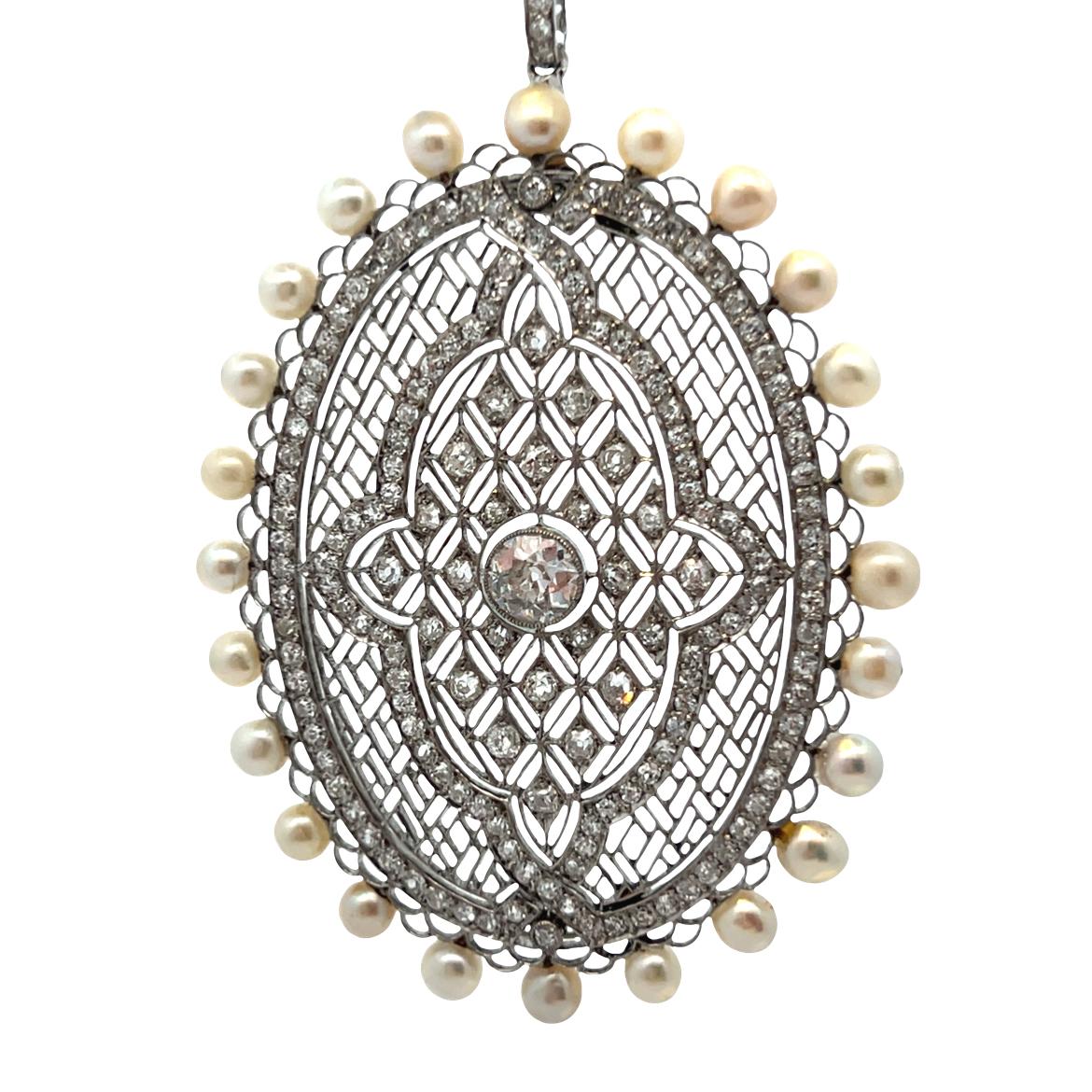 Mauboussin Belle Epoque Pearl and Diamond Pendant Necklace For Sale 5