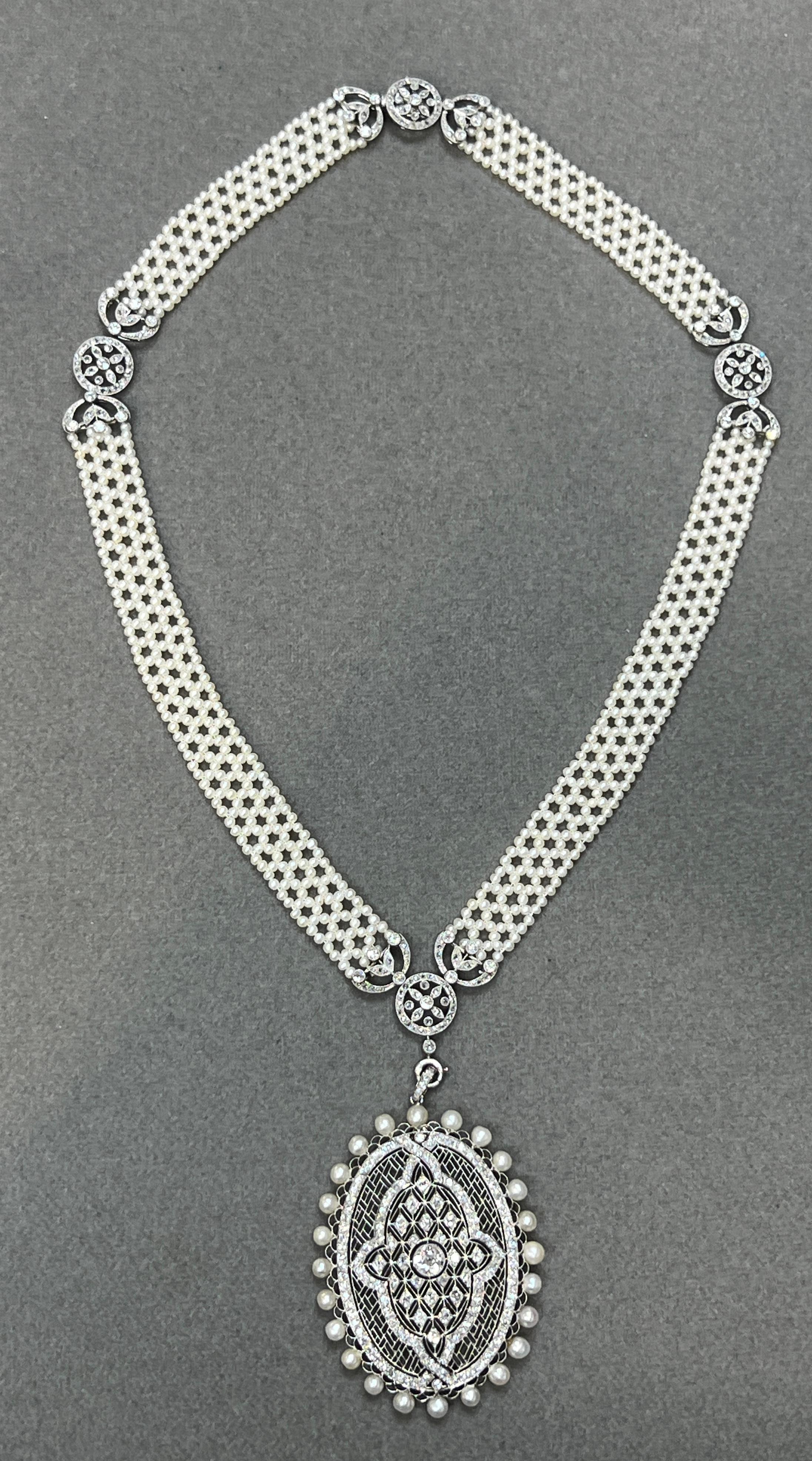 Mauboussin Belle Epoque Pearl and Diamond Pendant Necklace For Sale 4