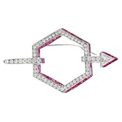 Ruby and Diamond Arrow Brooch