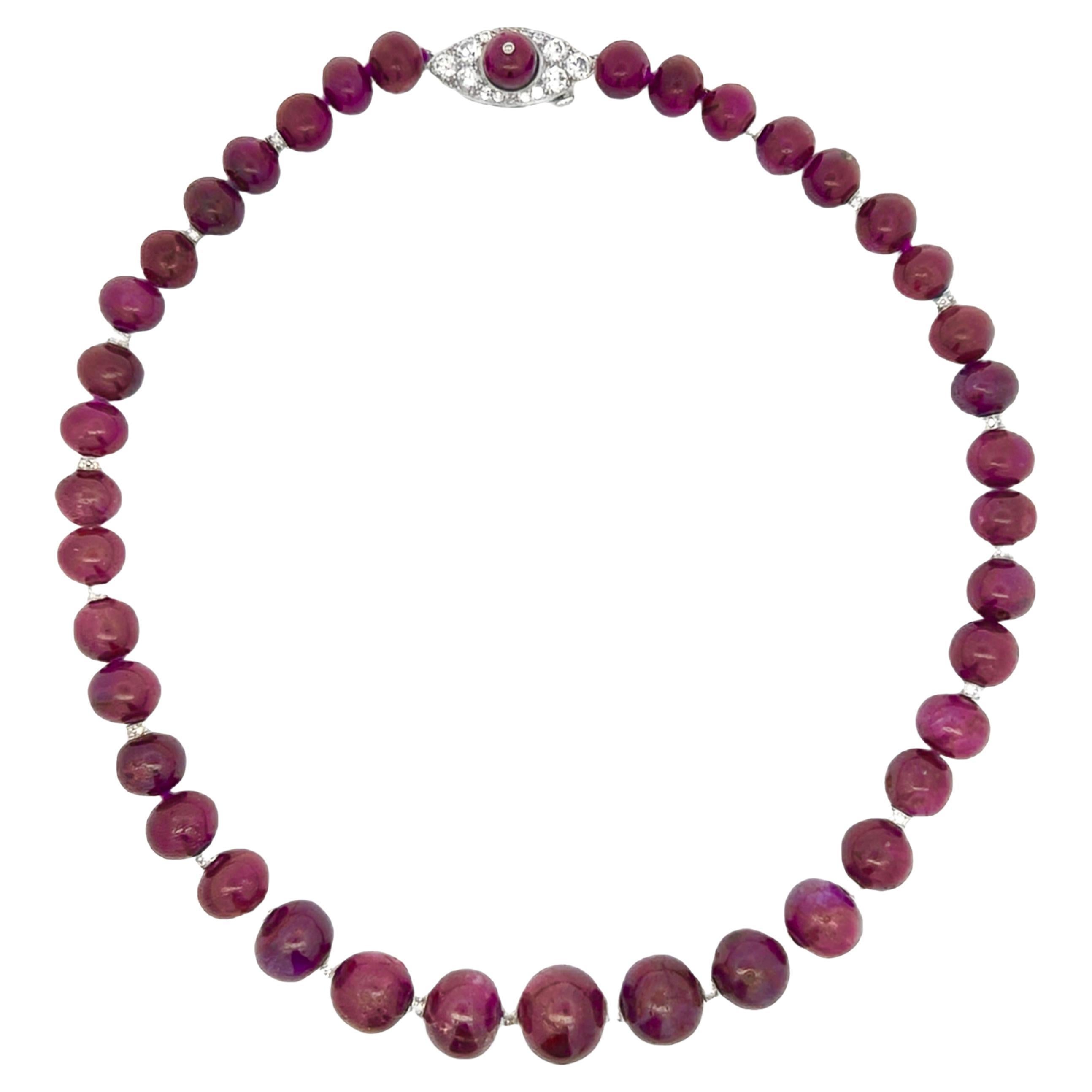Ruby Bead Necklace For Sale