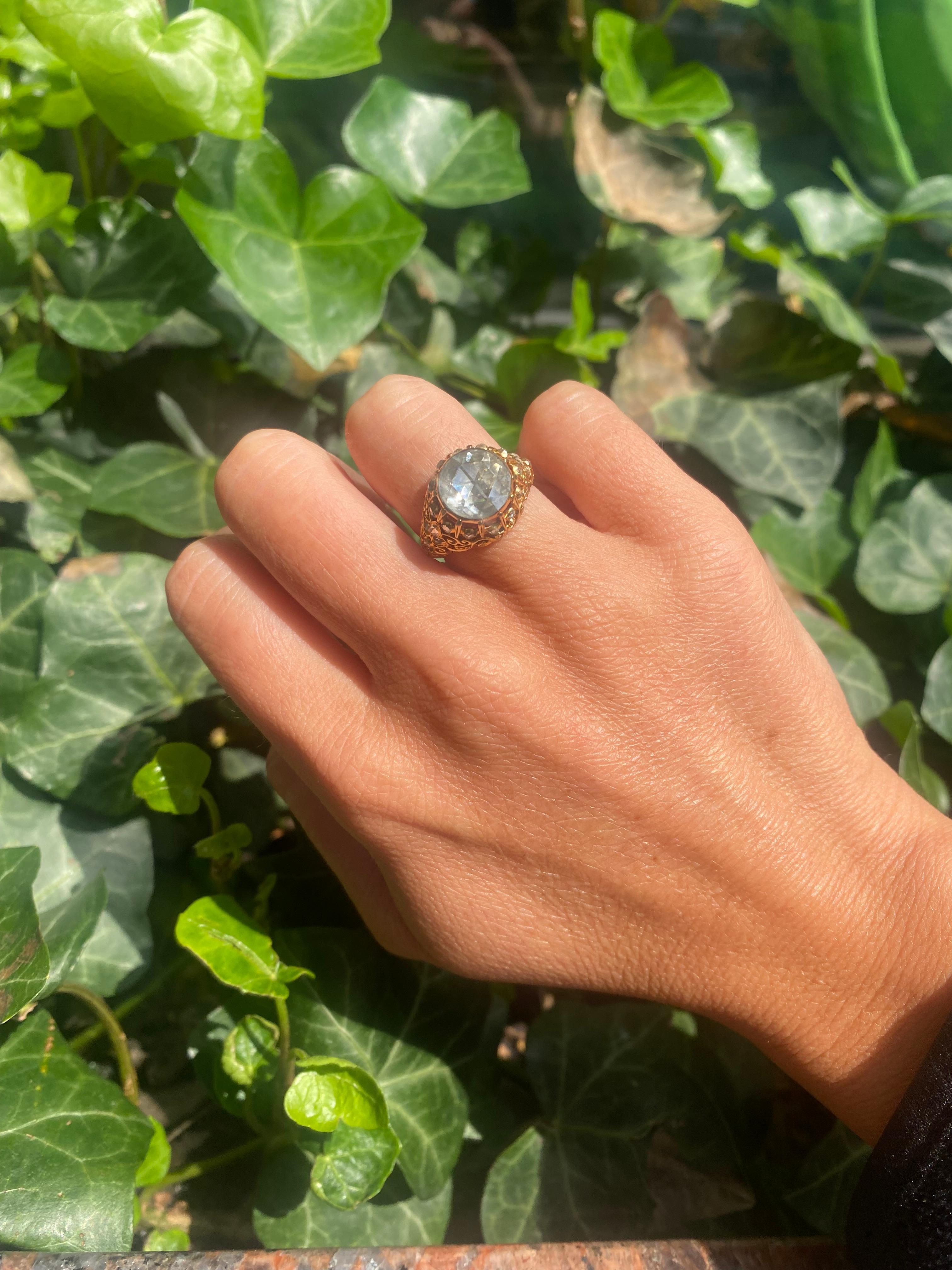 Antiker Diamantring im Rosenschliff im Zustand „Hervorragend“ im Angebot in New York, NY