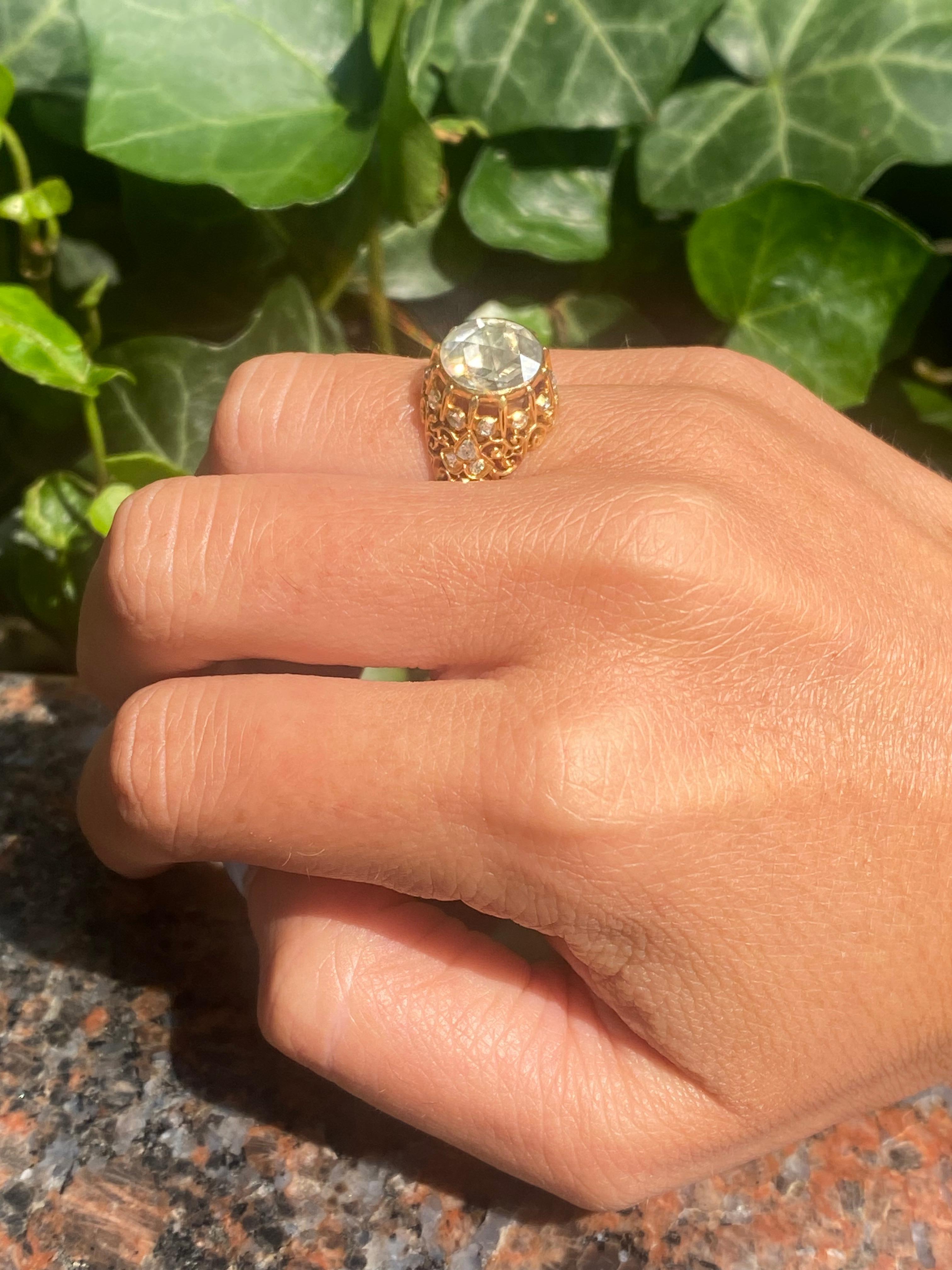 Antiker Diamantring im Rosenschliff Damen im Angebot