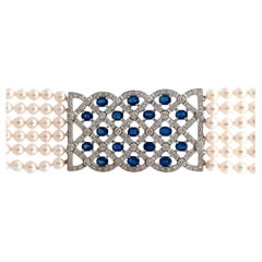 Pearl and Sapphire Choker Necklace