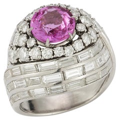 Certified 3.10 Carat Pink Sapphire and Diamond Ring
