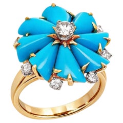 Bulgari Turquoise & Diamond Cocktail Ring
