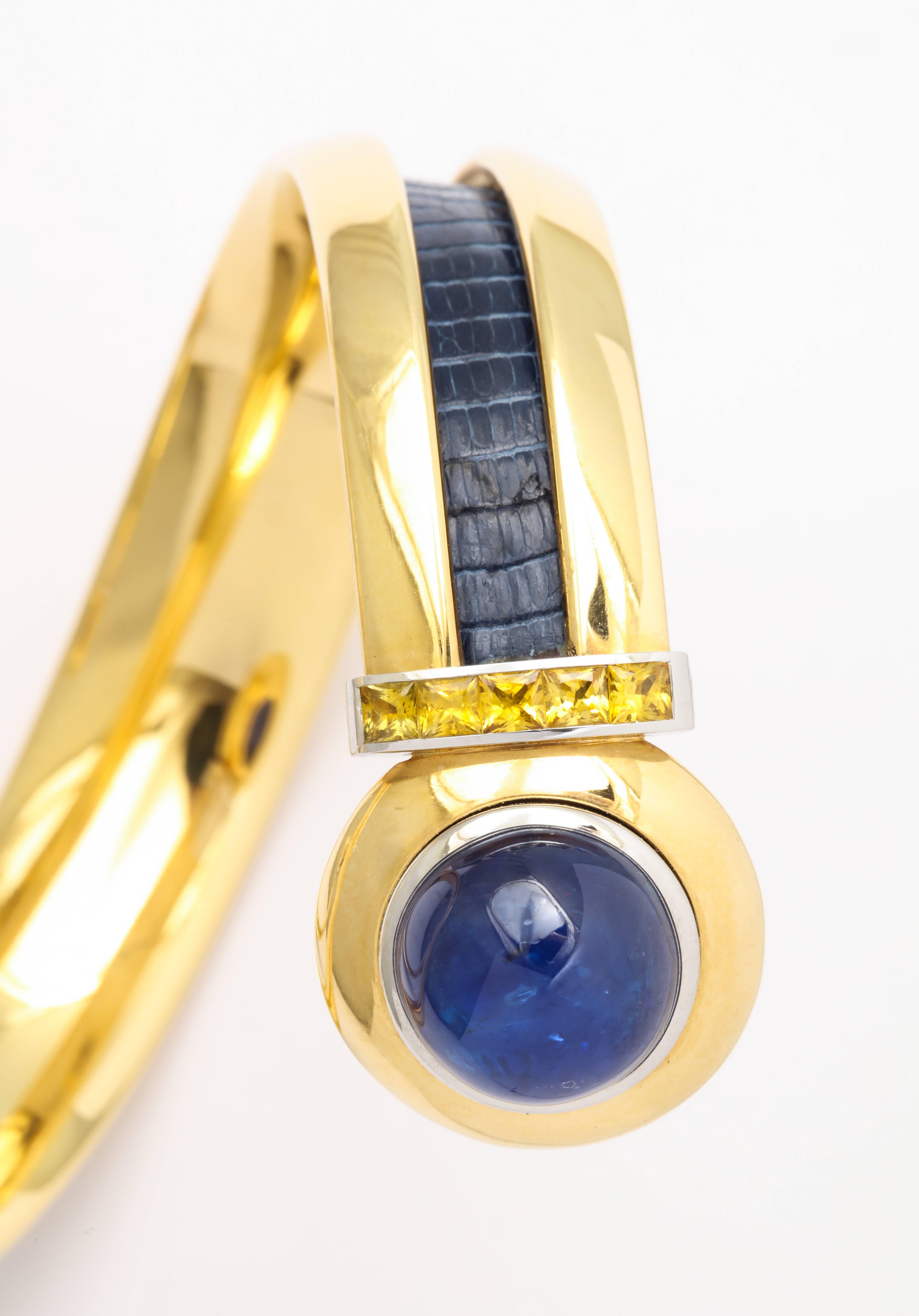 Hemmerle Sapphire Gold Bangle Bracelet 2