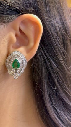 Harry Winston Emerald & Diamond Earrings