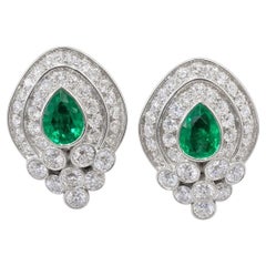 Harry Winston Emerald & Diamond Earrings
