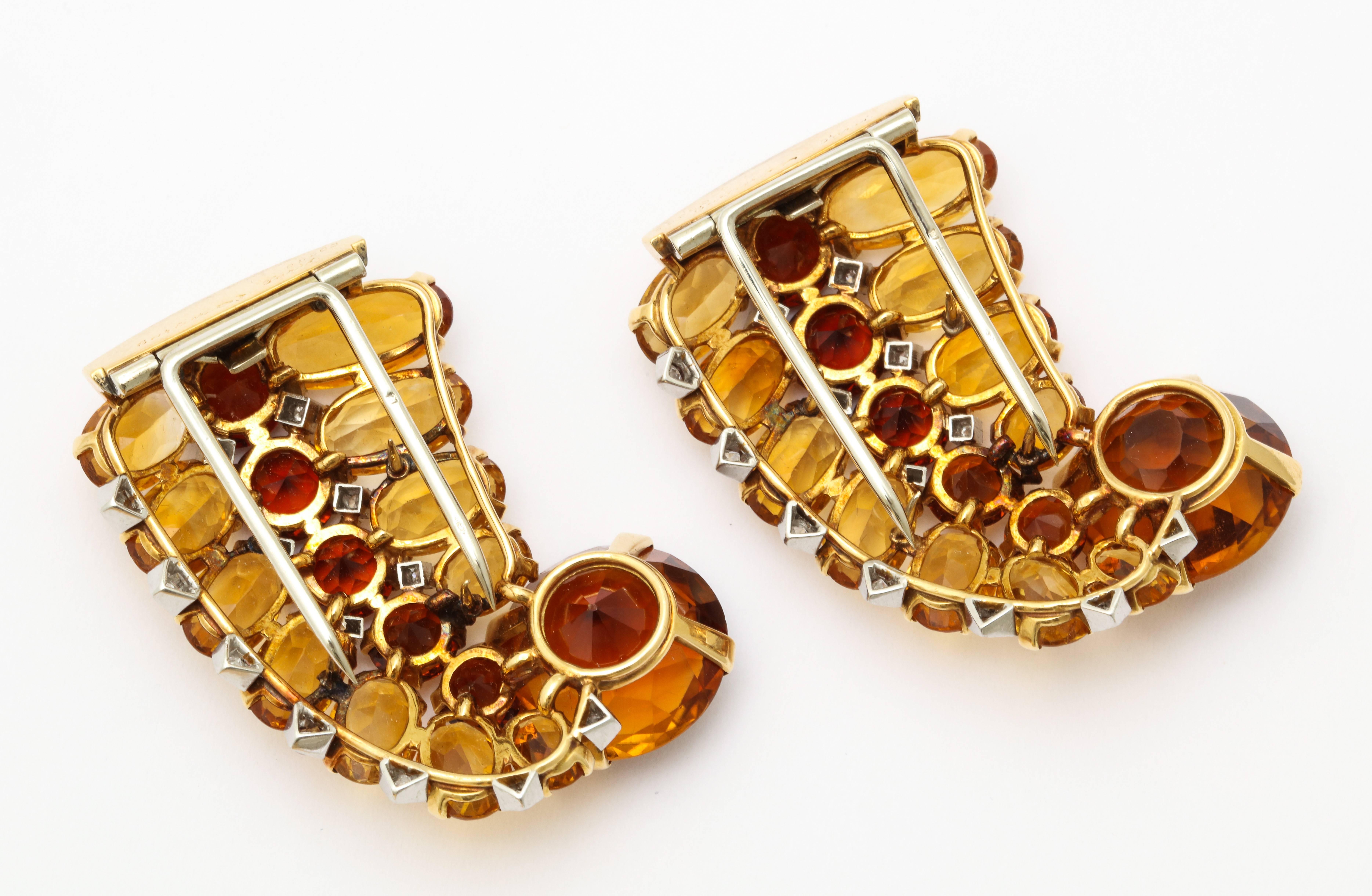 1930s, Cartier Paris Citrine Clip Bangle Combination Set In Good Condition For Sale In New York, NY