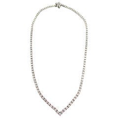 Elegant V-Shaped Diamond Platinum Line Necklace 12