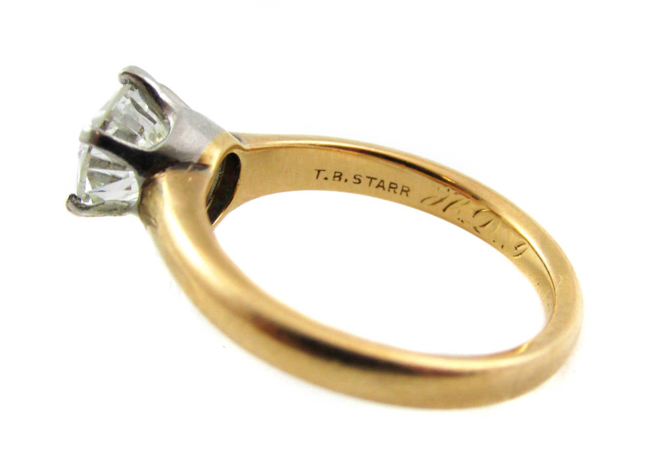 T.B. Starr 1.48 Carat Diamond Gold Solitaire Ring 1