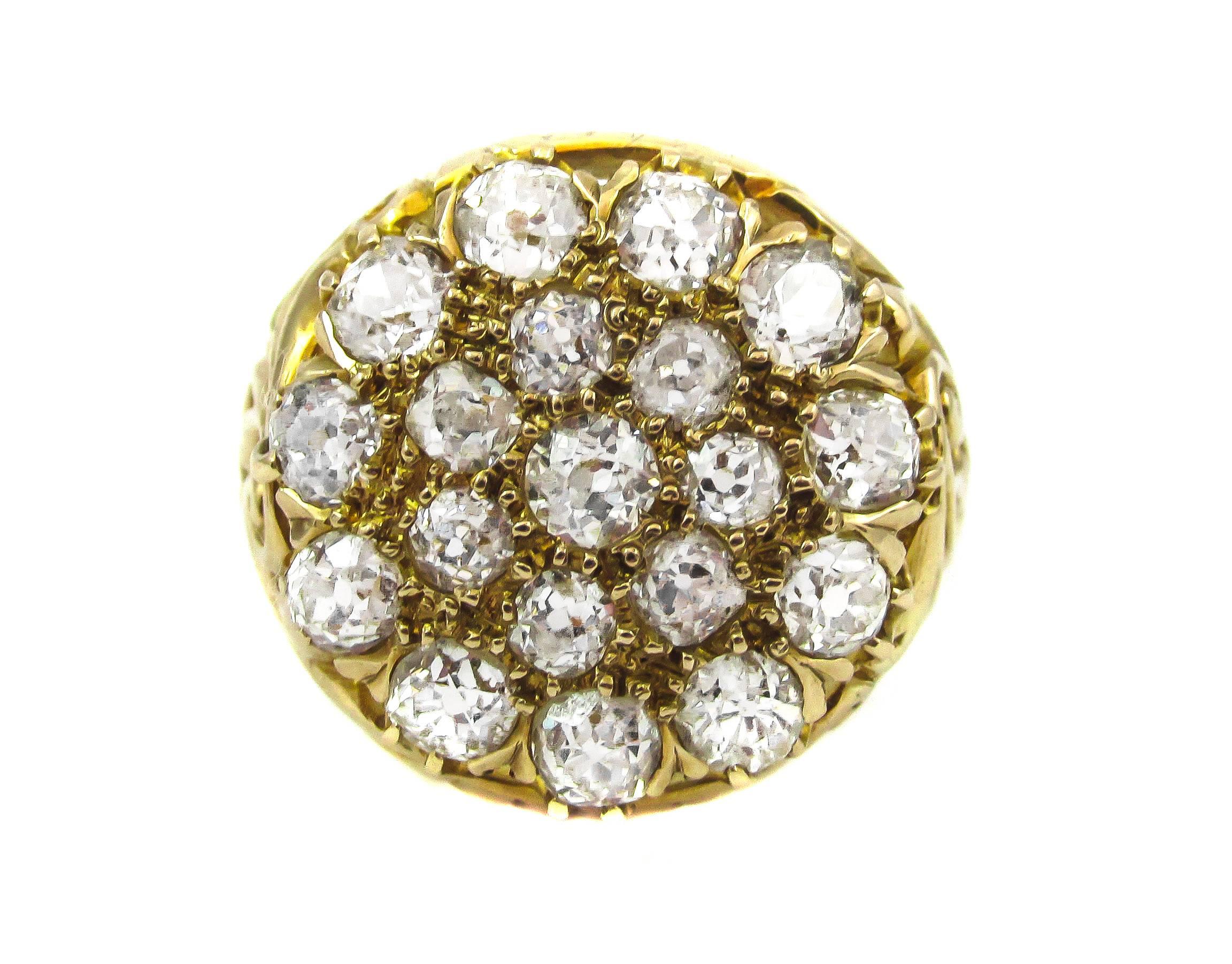 Victorian Diamond Gold Princess Ring In Excellent Condition In New York, NY