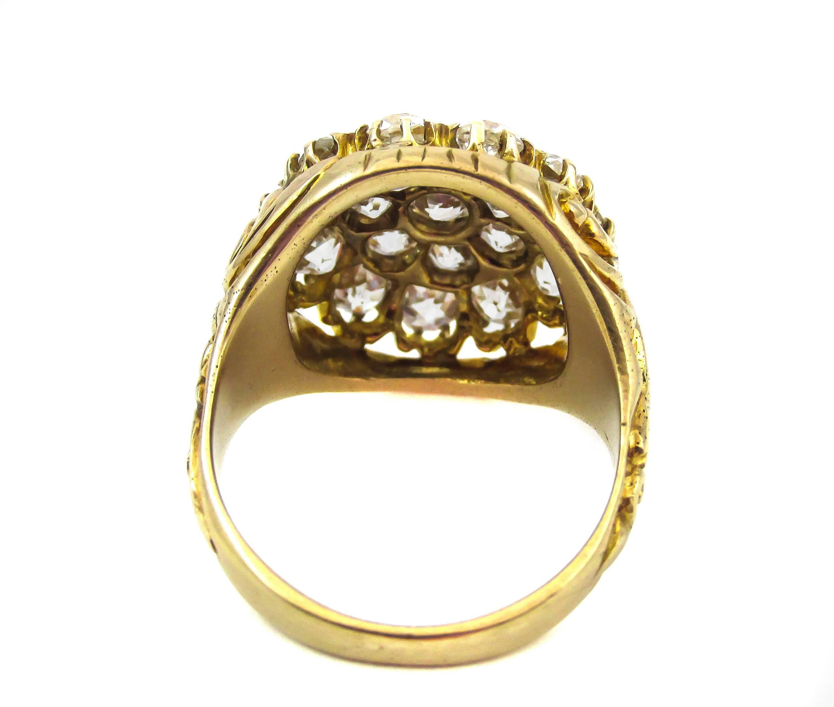 Women's or Men's Victorian Diamond Gold Princess Ring