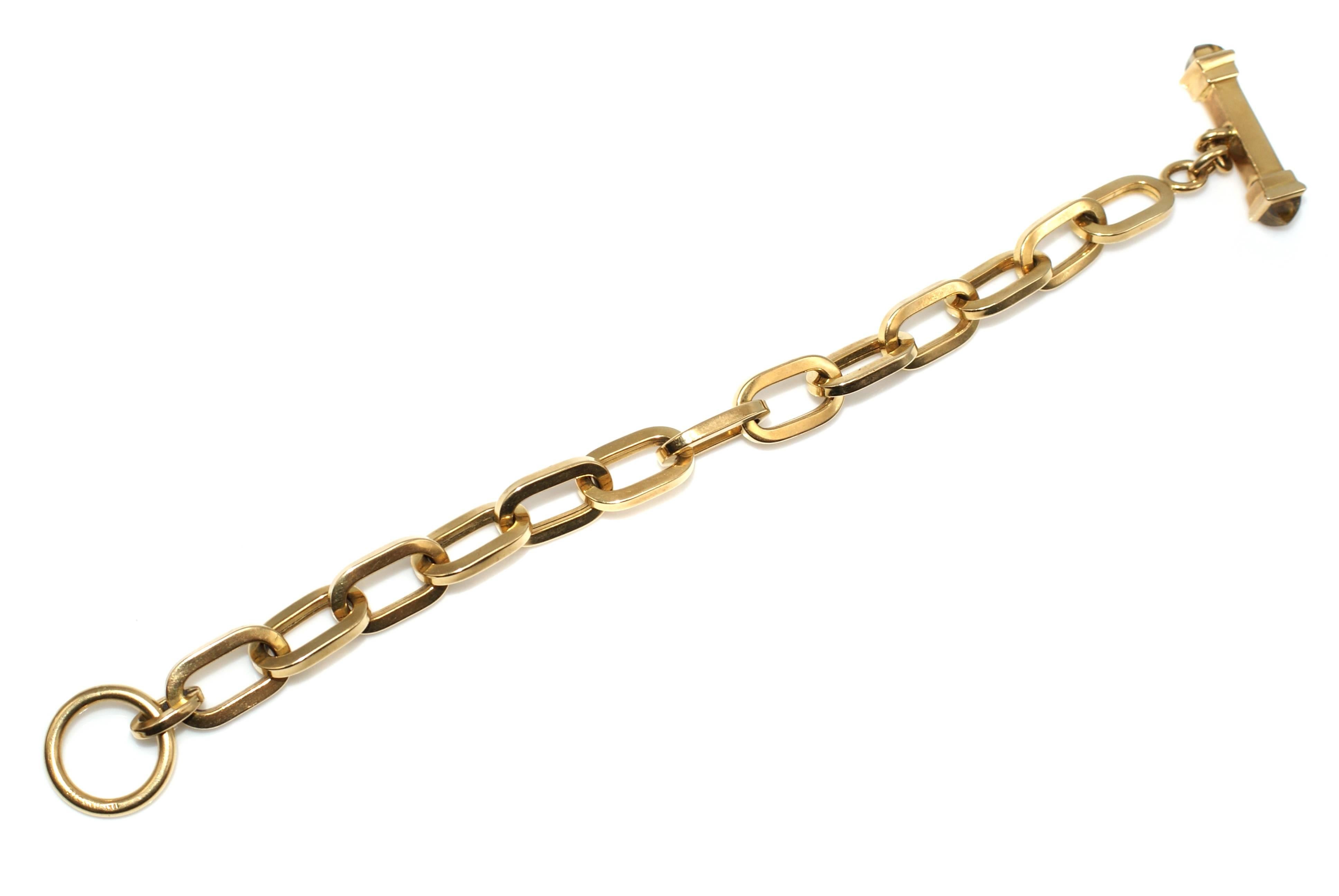 Contemporary Rock Crystal Yellow Gold Toggle Bracelet