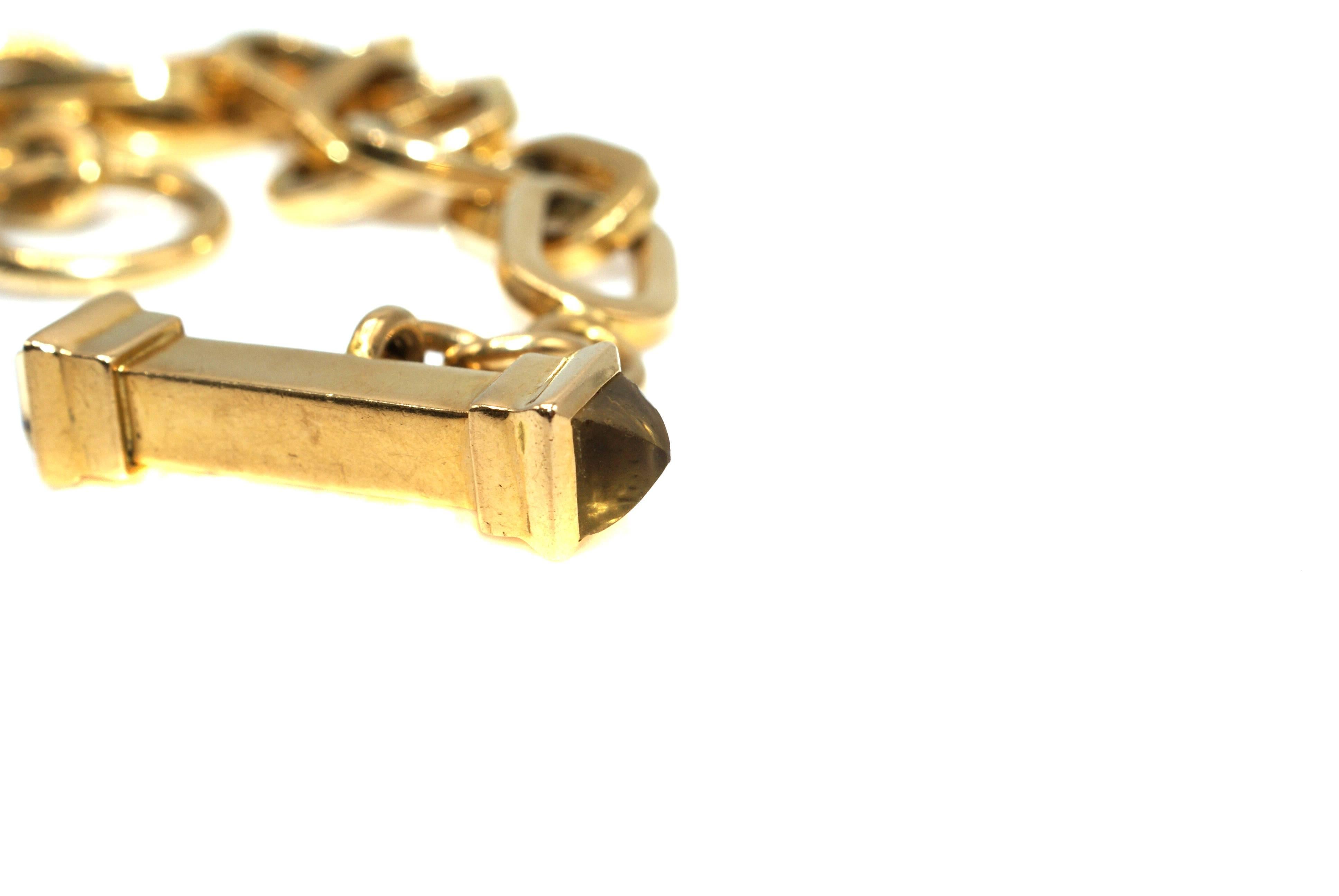 Women's or Men's Rock Crystal Yellow Gold Toggle Bracelet