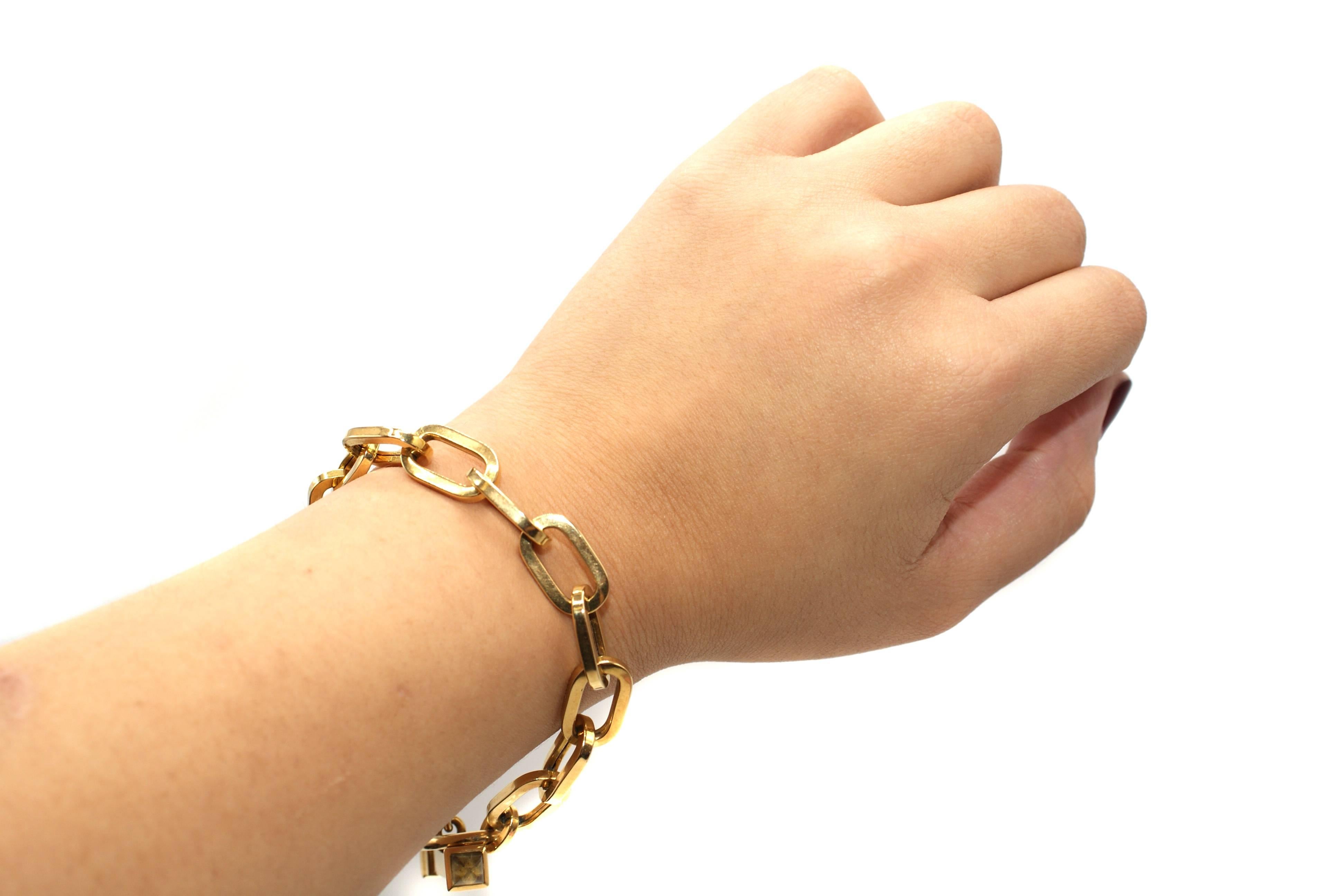 Rock Crystal Yellow Gold Toggle Bracelet 1