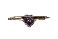Antique 80 Carat Heart Shape Amethyst Silver Brooch