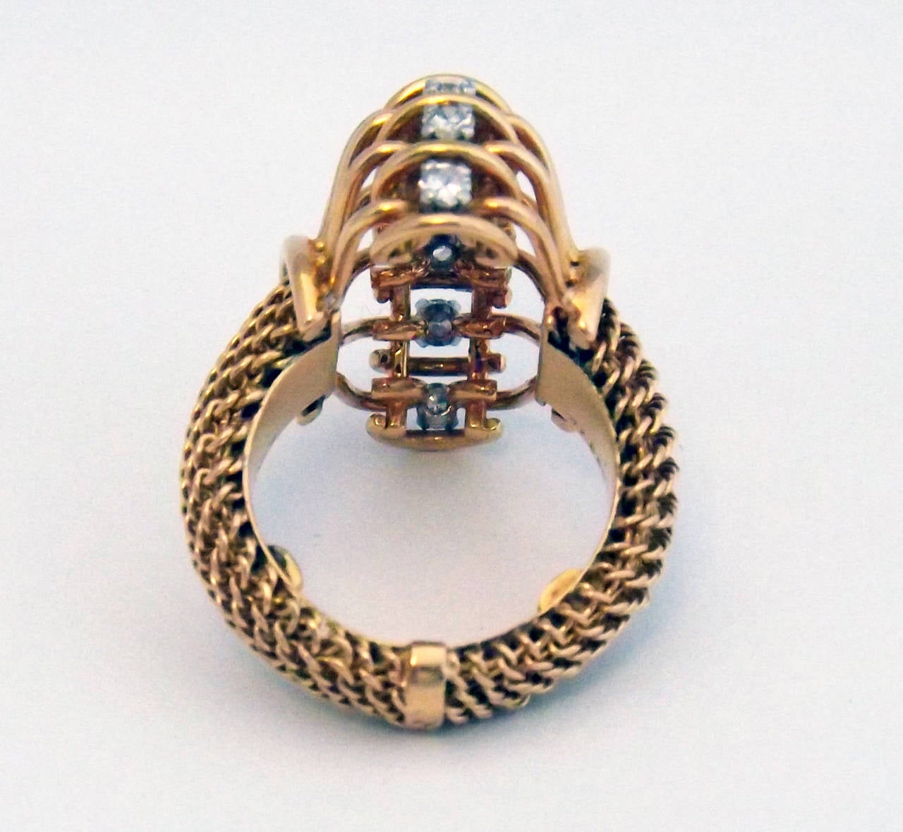 Rare Boucheron Paris Retro Diamond Gold Ring at 1stDibs