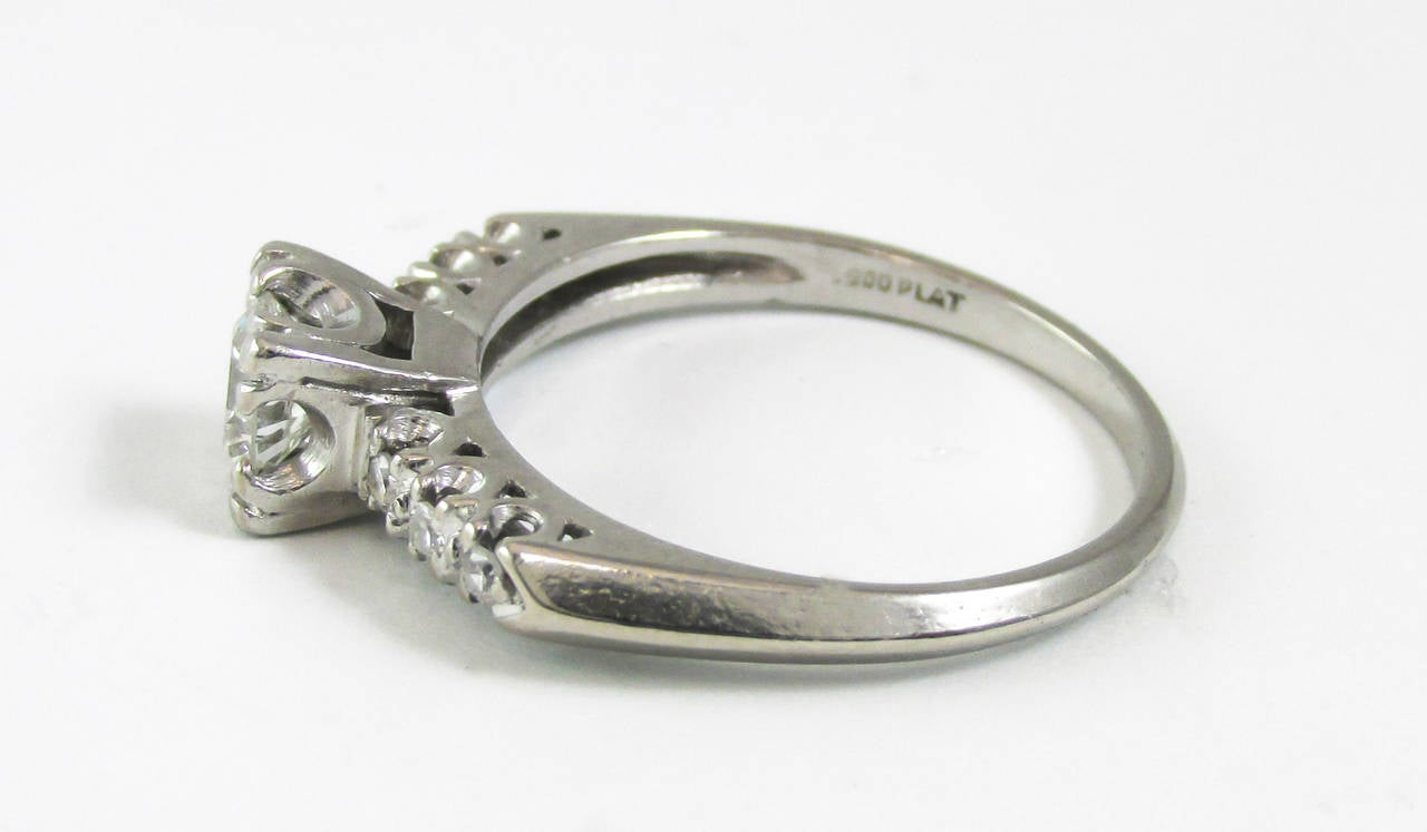 Women's 1950 Era Diamond Platinum Solitaire Engagement Ring