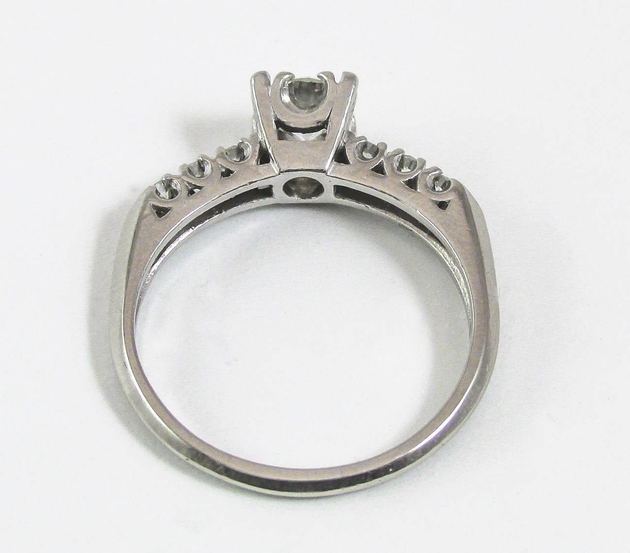 1950 Era Diamond Platinum Solitaire Engagement Ring 1