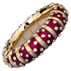 Tiffany & Co. Jean Schlumberger Ruby Red Paillonne Bangle with Diamonds