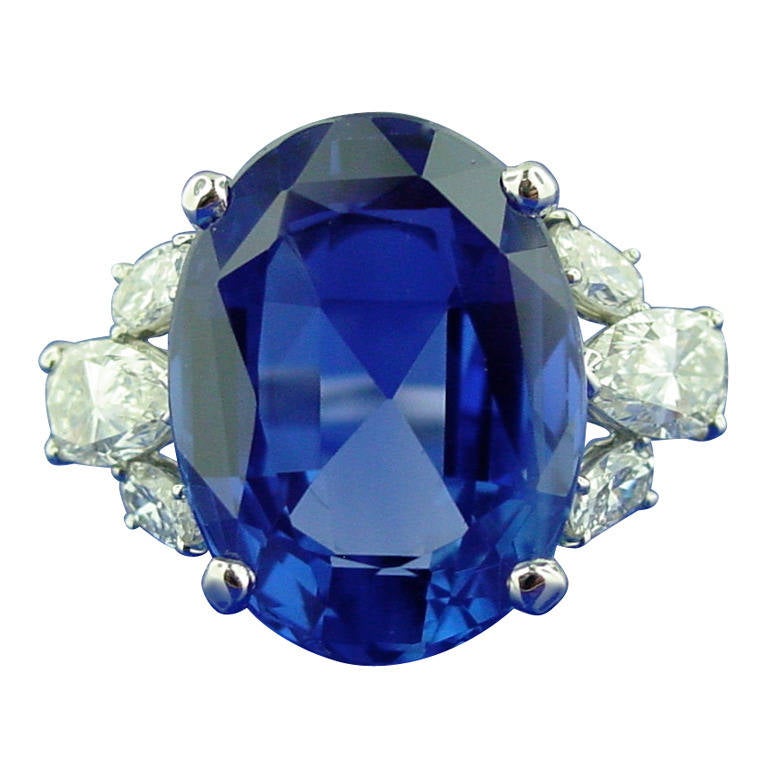 Oscar Heyman AGL Certified 17.03 Carat Ceylon Sapphire Diamond Ring For ...