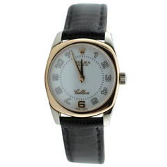Retro Rolex Lady's Rose and White Gold Cellini Danaos Cushion Wristwatch Ref 6229