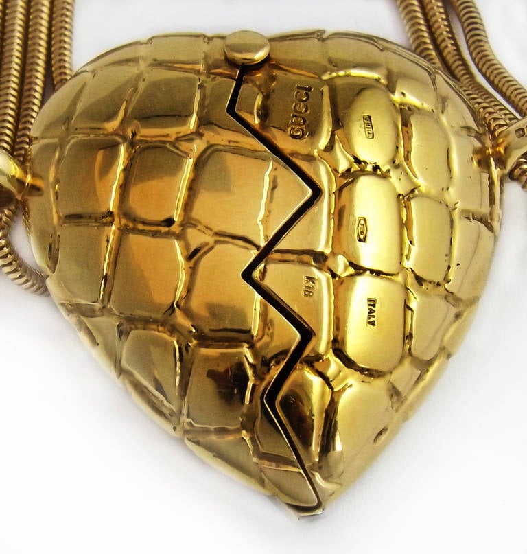 Women's Gucci Diamond Gold Heart Pendant Necklace