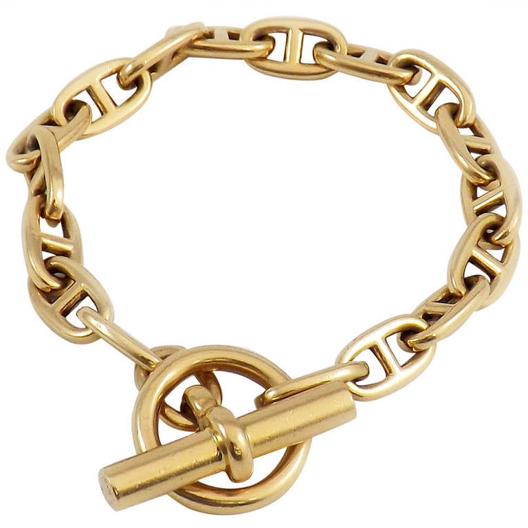 Hermes Chaine d'Ancre Yellow Gold Bracelet at 1stDibs | hermes chaine d