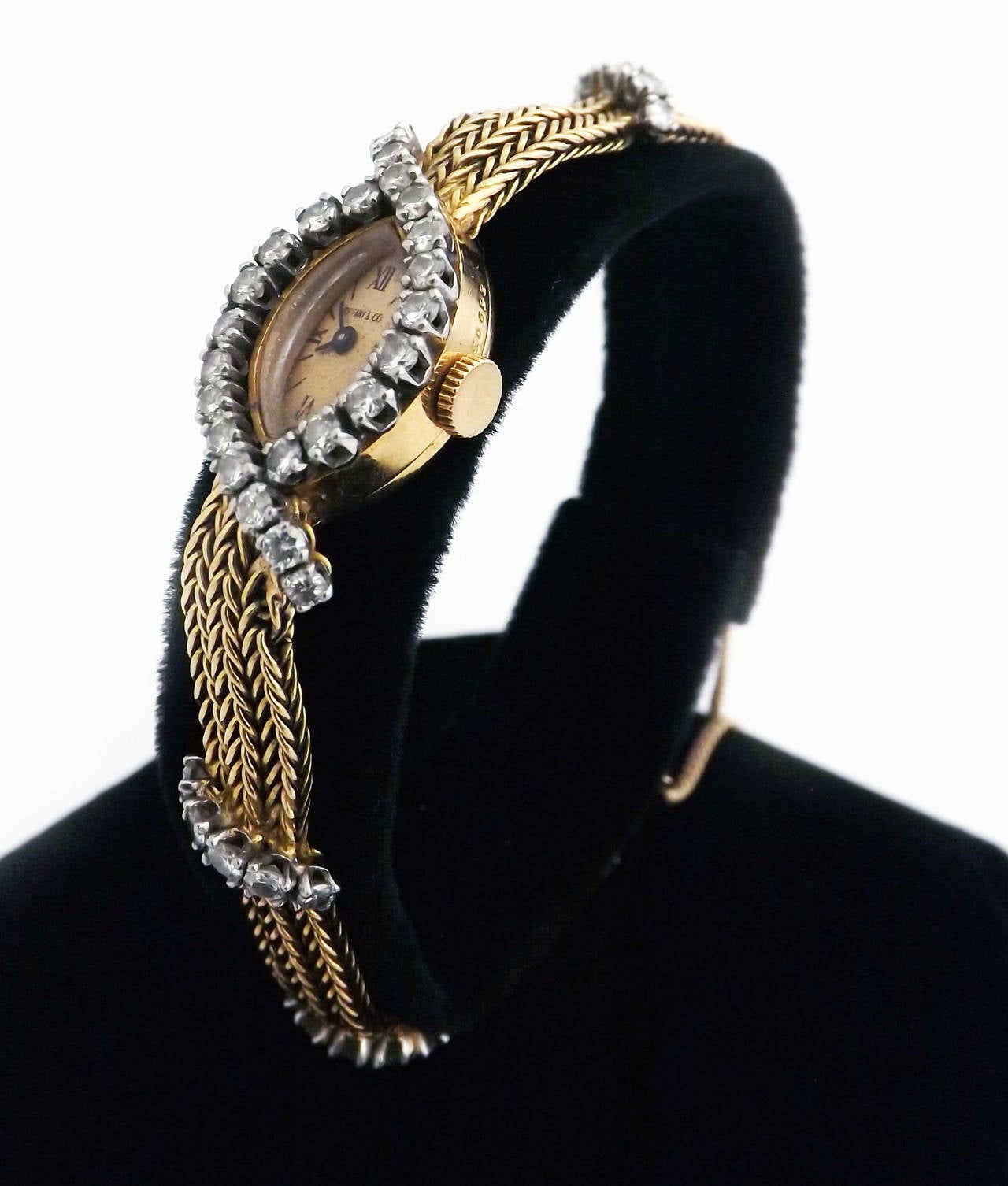Women's Tiffany & Co. Lady's Yellow Gold and Diamond Bracelet Watch circa 1960s