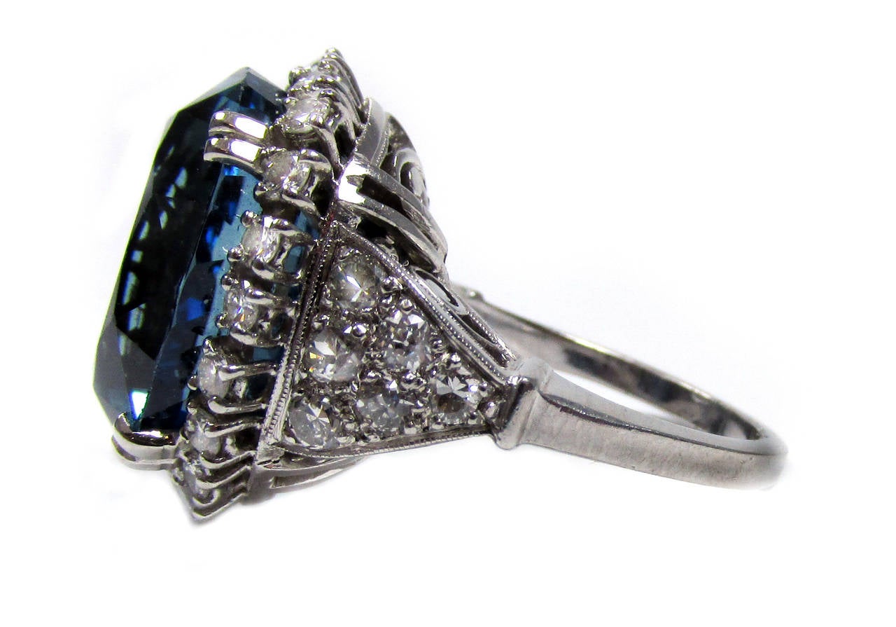 22.12 Carat Burma Sapphire No Heat Diamond Platinum Ring In Excellent Condition In New York, NY