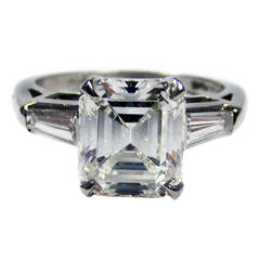2.50 Carat Emerald Cut Diamond Platinum Ring