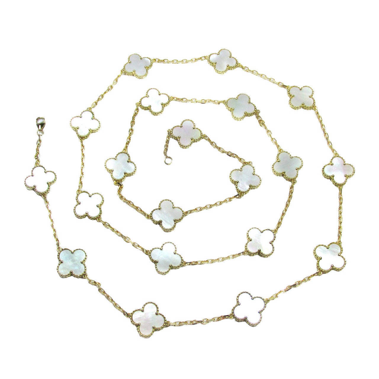 Van Cleef 
Arpels Mother of Pearl Yellow Gold Alhambra necklace