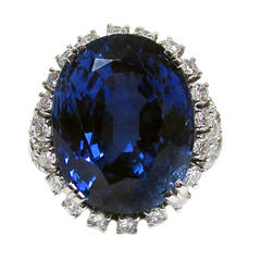 22.12 Carat Burma Sapphire No Heat Diamond Platinum Ring