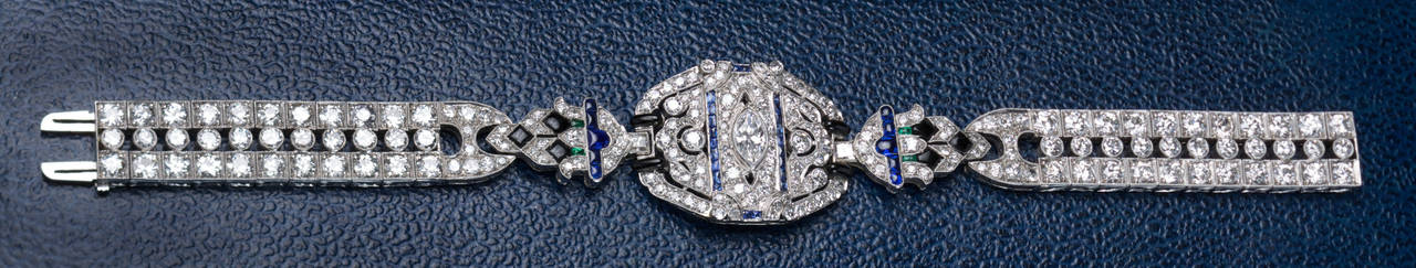 Art Deco Gemset Diamond Platinum Bracelet 1