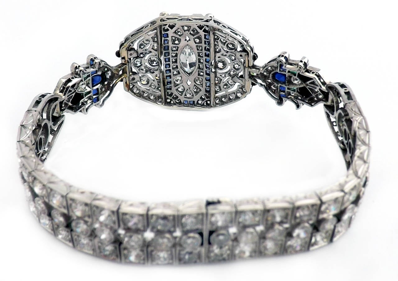 Women's Art Deco Gemset Diamond Platinum Bracelet