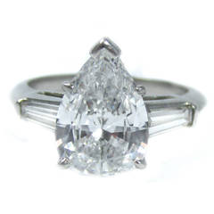 2.03 Pear Shaped Diamond Platinum Solitaire Ring