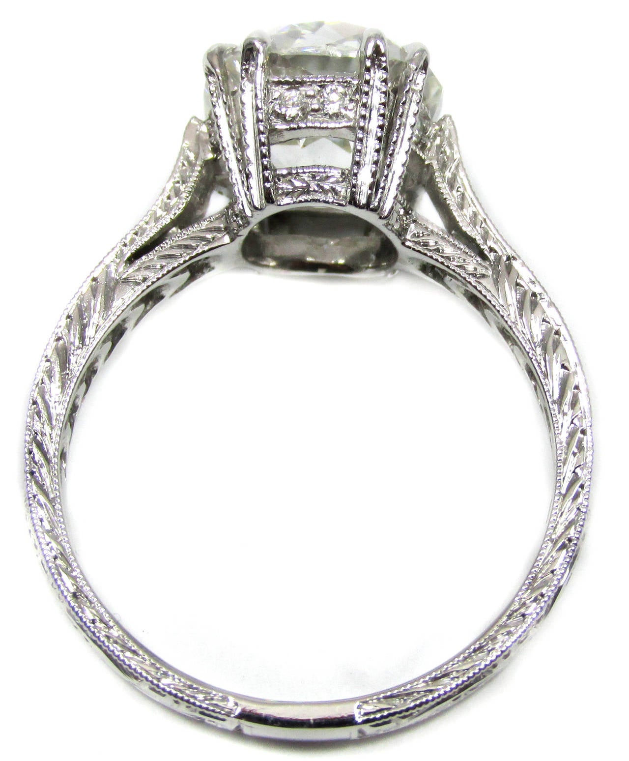 3.82 Antique Cushion Brilliant Diamond Platinum Solitaire at 1stDibs