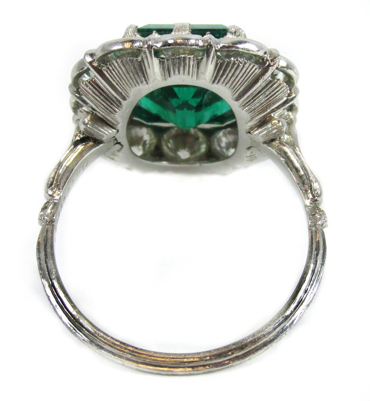 Buccellati Rare Russian Emerald Diamond Platinum Ring In Excellent Condition In New York, NY