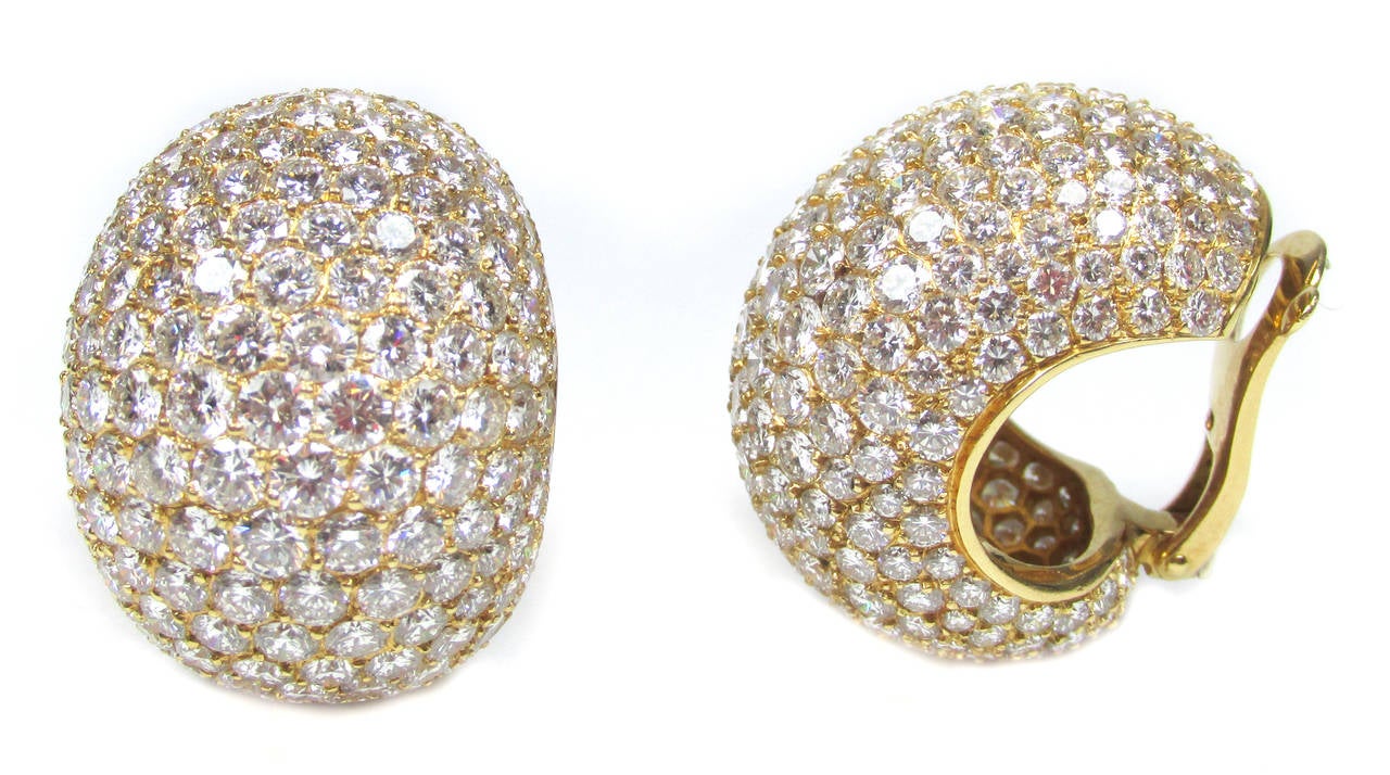 Cartier Diamond Yellow Gold Bombe Ear Clips