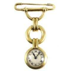 Cartier Art Deco Ladies Yellow Gold Pendant Watch Brooch 12