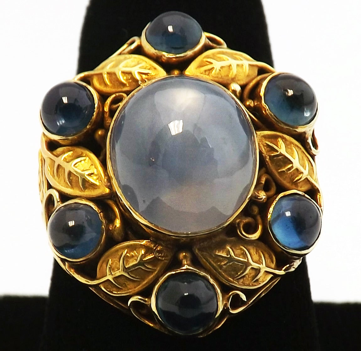 Art Nouveau Arts and Crafts Star Sapphire Yellow Gold Ring