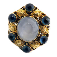 Arts and Crafts Star Sapphire Yellow Gold Ring