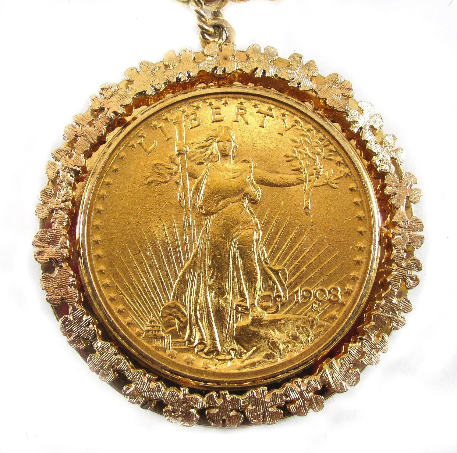 Impressive United States Heavy Gold Coin Chain Necklace At 1stdibs