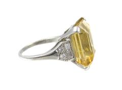 Art Deco Citrine Diamond Platinum Ring