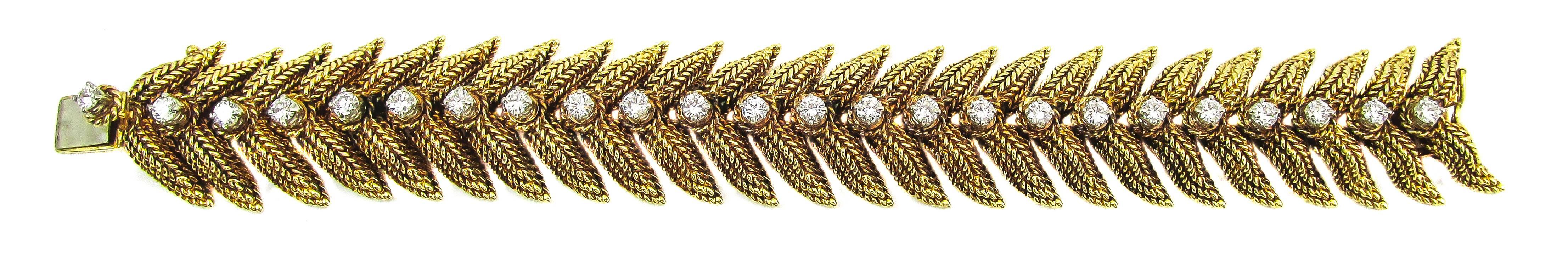 1970s Tiffany & Co. Diamond Braided Gold Bracelet In Excellent Condition In New York, NY
