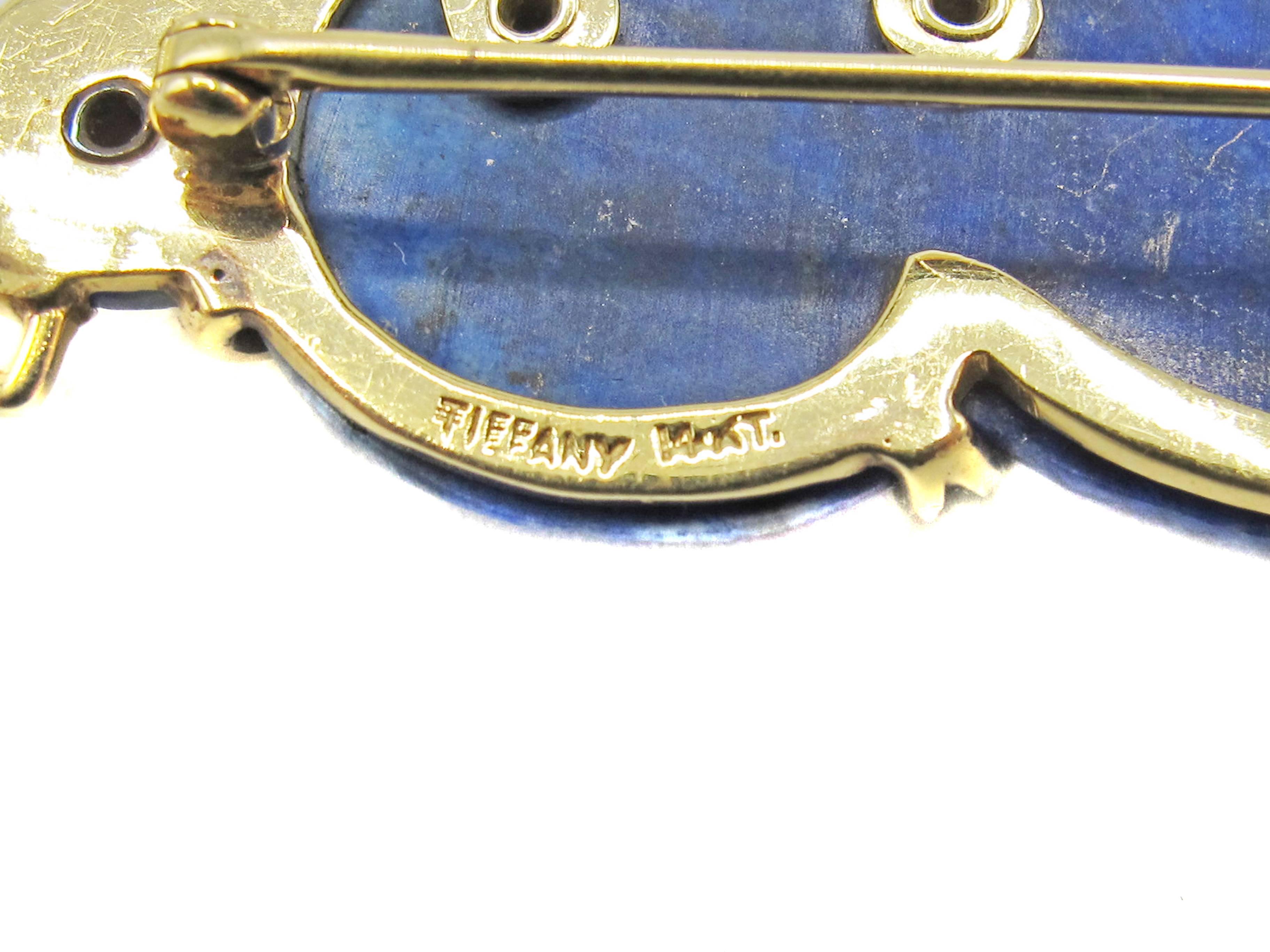 Retro Tiffany & Co. Lapis Lazuli Yellow Gold Penguin Brooch