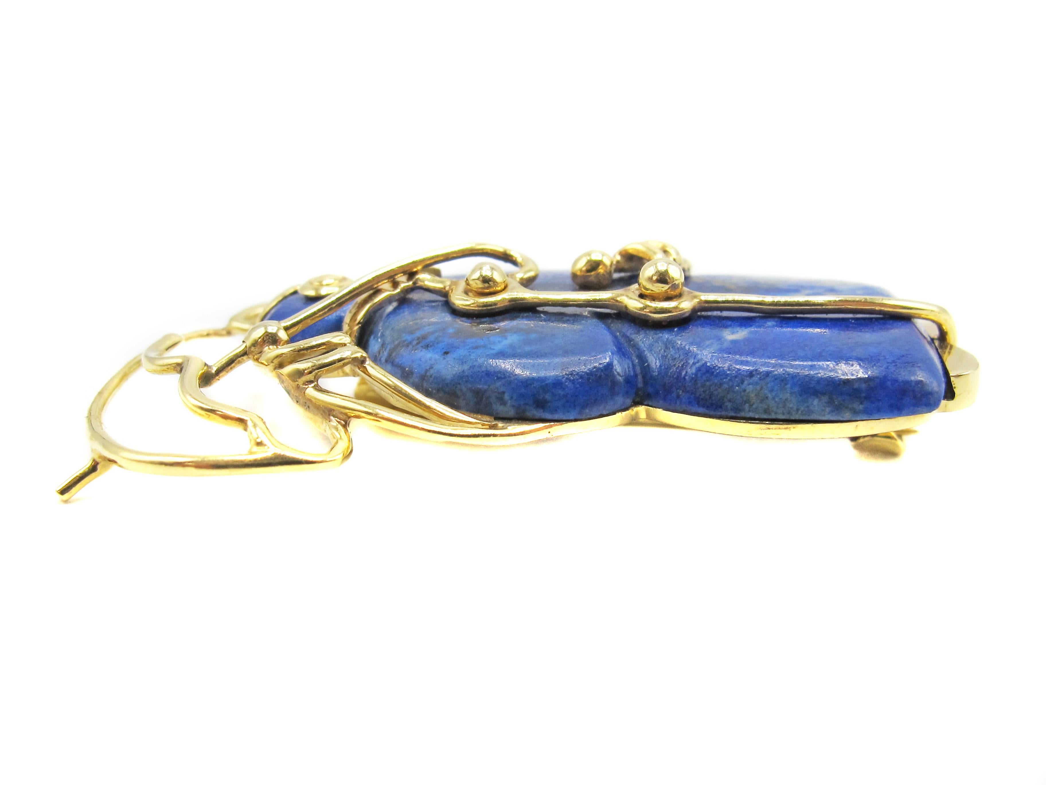 Tiffany & Co. Lapis Lazuli Yellow Gold Penguin Brooch In Excellent Condition In New York, NY