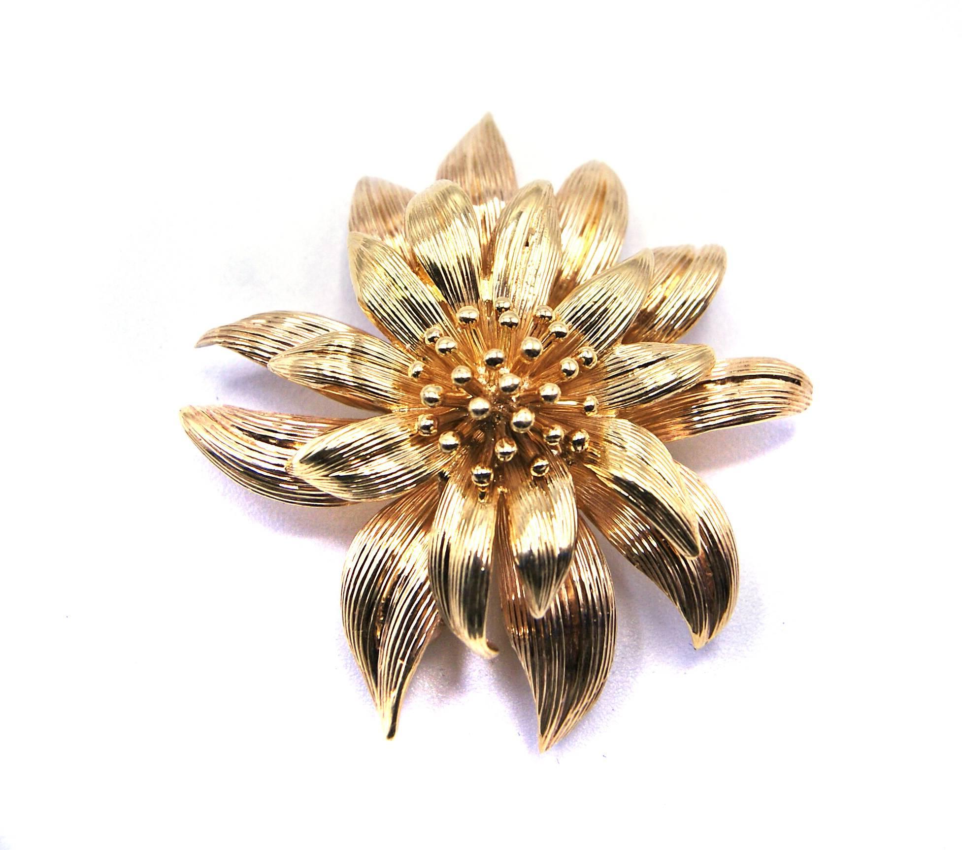 These beautiful waterlily-like flowers are great for everyday or special occasions, they are the perfect amount of adornment. Handcrafted in 14 karat yellow gold, these gorgeous flowers have been worked with incredible craftsmanship so that they