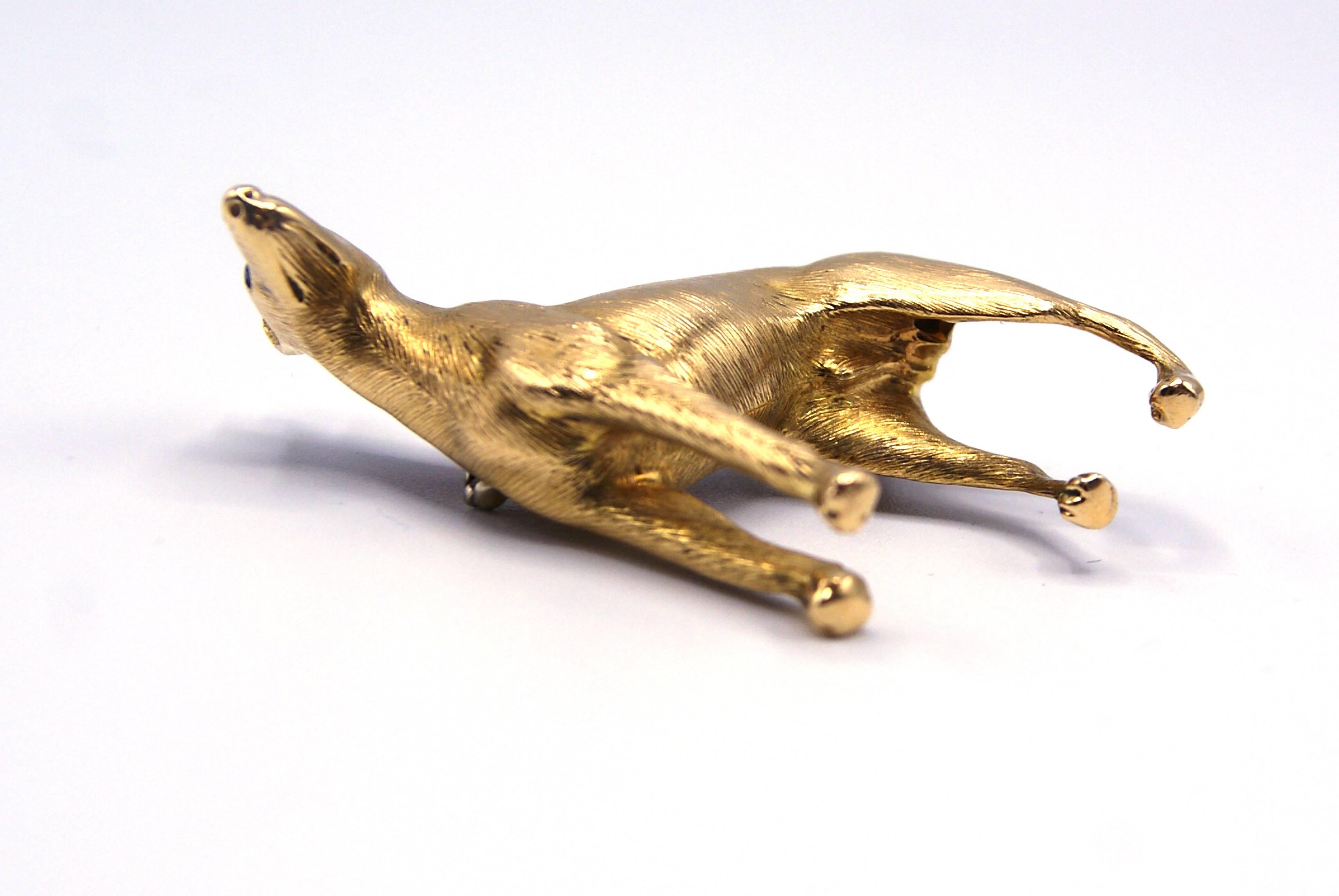 Tiffany & Co. Yellow Gold Doberman Dog Brooch Pin In Excellent Condition In New York, NY